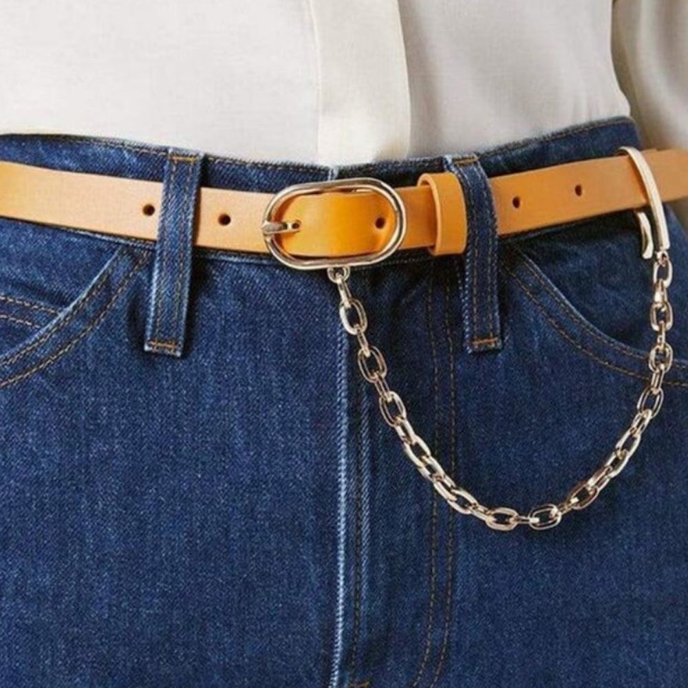 NWT Frame CARAMEL LE PETIT OVAL CHAIN BELT